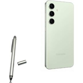 BoxWave Stylus Pen Compatible with Samsung Galaxy S24 FE - DualTip Capacitive Stylus, Fiber Tip Disc Tip Capacitive Stylus Pen - Metallic Silver