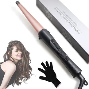 Hair Curling Irons, Duyfioa Professional Ceramic Hair Curling Wand 1/2-1 Inch Instant Heat Hair Curler with LCD 190℉ - 450℉ Temperature Control for All Hair Types Include Glove