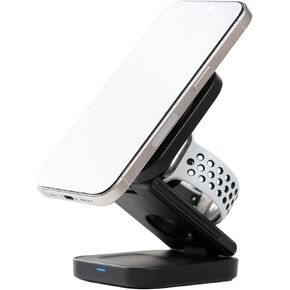 AT&T Professional Series 3-in-1 Folding Charging Station Black Premium Magnetic Charging Travel Design Multiple Device Compatibility USB-C Power