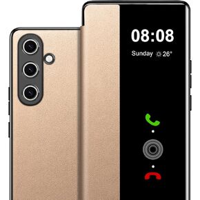 for Samsung Galaxy S25 Plus Case Flip Leather Cover Clear S-View, for Samsung S25 Plus Phone Case Smart Window Hard Flip Shockproof Protective Cover for Samsung 5G S25 Plus Case Clear View