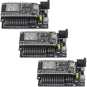 3Sets ESP32 Development Board CH340C WiFi+Bluetooth Ultra-Low Power Dual Core ESP32-DevKitC-32 ESP-WROOM-32 USB-C (Type-C) Development Board Module with Expansion Board for ESP32 30Pin