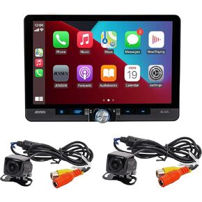 Jensen J1CA10FL-BUC 10.1-inch CarPlay Android Auto Car Stereo with Backup Camera and Additional Camera for Front of Car