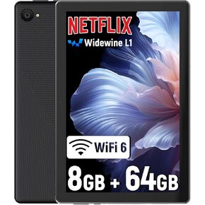 Latest 2024 Android Tablet, 10.1 inch Tablets with 1280 * 800 IPS HD Touchscreen, Octa-Core Processor, 8GB RAM 64GB ROM, 1TB TF Card Expandable, Widevine L1, Face ID, Wi-Fi 6, Fast Charging