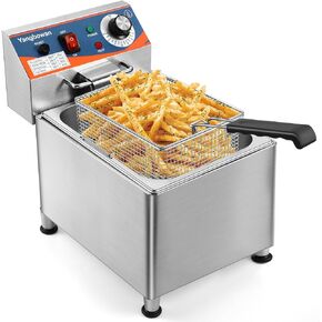 Deep Fryer with Basket, 12L Electric Coumtertop Deep Fryer Extra with Basket, Timer,Adjustable Temperature,Lid,Stainless Steel Body DeepFryer Pot,1800W for Commercial Restaurant Home Use