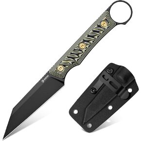 NedFoss RAVEN EDC Fixed Blade Knife with Sheath, 3.4" 14C28N Steel Hunting Knife with G10 Handle, Camping Fixed Blade Small EDC Knives for Hiking, Survival