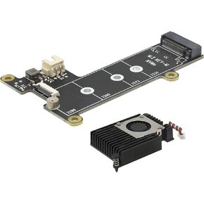 Geekworm X1001 PCIe to M.2 HAT Key-M NVMe SSD PIP PCIe Peripheral Board+Active Cooler H505 for Raspberry Pi 5