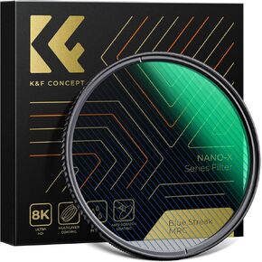 K&F Concept 67mm Blue Streak Effect Lens Filter Anamorphic Optical Glass Light Flare Effect Filter for Camera Lens