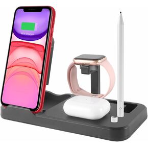 3C Light Light Wireless Charger ، 4 في 1 محطة شحن سريعة للطي قابلة للطي منفص على iPhone 14/13/11/11/11PRO/XR/XR/XS MAX/8SAMSUNG S20/S10 IWATCH 7/6/5/4/3/3/2 PRO PRO/3/2 PLENCIN