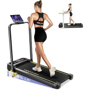 Foldable Treadmill with Incline, Walking Pad with Handle Bar 3 Level Incline, Portable Folding Treadmills for Home/Office 300 Lbs Capacity, Quiet Desk Treadmill with Remote Control & APP