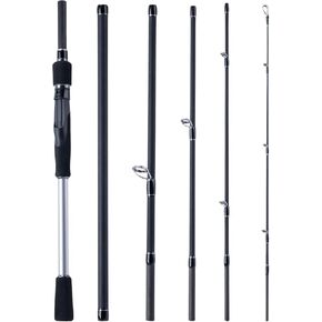 Goture Portable Travel Spinning Fishing Rod - 5/6 Sections Adjustable Rods with Case - Lightweight 24T Carbon Fiber Fishing Rods for Trout Bass Walleye Pike Saltwater Freshwater, Black