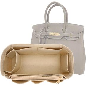 Purse Organizer insert For Birkin 35 Bag Felt Insert Organizer With Zipper (EleGrey, Birkin 35/Large
