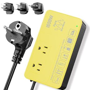 1600Watt Voltage Converter 220V to 110V for Any American Appliances Such as Hair Dryer, Rice Cooker, Blender, Coffee Maker, Surge Protection, High Power Step Down Transformer (Yellow)
