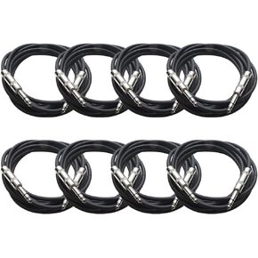 الصوت الزلزالي satrx-10black8 8 حزمة من الأسود 10 '1/4 "TRS إلى 1/4" كابلات تصحيح TRS