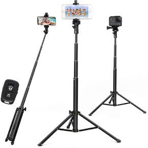 Selfie Stick Tripod 52 بوصة الهاتف الخليوي حامل ثلاثي الأبعاد مع الهاتف الذكي عن بنية بوتوث لجهاز iPhone 11 XS X 6 7 8 ، هاتف Android GoPro Camera Mount Monopod Feet Travel خفيفة الوزن ...