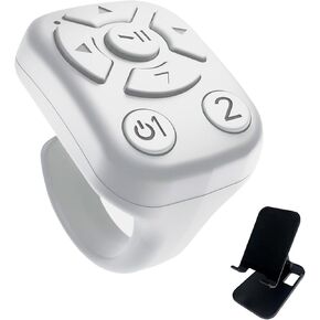 BLESO-TikTok Phone Scroller & Remote Scrolling Ring – Bluetooth Page Turner for iPhone, Android – Hands-Free Control for YouTube, Ins, Kindle – Easy Navigation & Camera Shutter (W-Black Bracket)