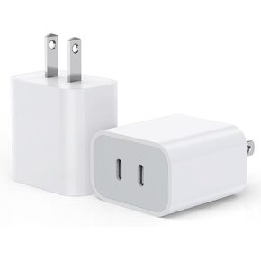 iPhone 16e USB C Fast Charger Block, 2-Pack Phone 15 Adapter USB C Charging Block Type C 2 in 1 Dual Ports Plug Wall Cube Quick Charge for iPhone 16/16e/16 Pro/15Pro Max/14/13/12/11/XS/XR/SE2022,iPad