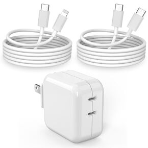 40W USB C Charger,C Charger Fast Charging for iPhone 16,Dual Port USB C Charger Block,USB C to C Charging Cable with Type C to Lightning Cord,Wall Charger Fast Charging for iPhone 16/16 Pro Max/15/14