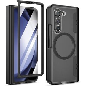 Maxdara for Z Fold 5 Case [Compatible with Magsafe], with Hinge Protection and Built-in Screen Protector Magnet Magnetic Translucent Cover for Samsung Galaxy Z Fold 5 (Black)