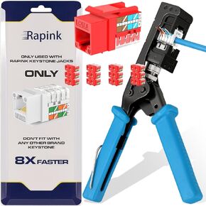 Rapink RJ45 Keystone Jack Cat6 25 Pack & Speed Keystone Jack Tool