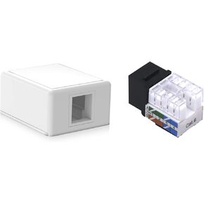 Vcelink 10 pack RJ45 CAT6 Keystone Jack 90 درجة إدراج حزمة زرقاء مع 5 حزم 1 منفذ keystone keystone surface صندوق mount
