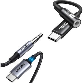 UGREEN USB C to 3.5mm Audio Adapter Hi-Res 32bit/384KHz Type C to Aux Dongle HiFi DAC Headphone Jack Cable Converter Bundle with USB C to 3.5mm Audio Adapter Hi-Fi Stereo Type C to Aux Headphone