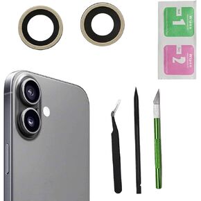 2pcs/Set Back Rear Camera Lens Glass Replacement for iPhone 16 Camera Lens Replacement with pre-Installed Adhesive and Reparing Toolkits