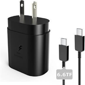 USB C Charger Fast Charging(6.6FT) Super Type C Cable Android 25w Watt Pd Box Cell Phone Wall Block Adapter Cord Power Compatible for Samsung LG Galaxy Note S9 S8 S20 A71 S10 S21 Ultra Plus