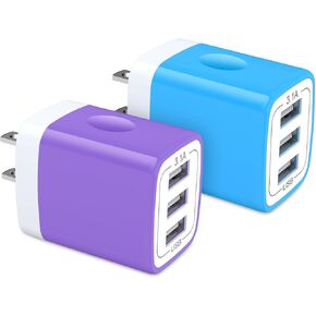 USB Charger Plug, HOOTEK 2Pack 3.1A 3-Multi Port USB Wall Charge Brick Adapter Charging Block Cube Box for iPhone 16e/16/15/14/13 Pro Max/12/XS/X, iPad, Samsung Galaxy A56 A16 A15 S25 S24 S23 S21 S20