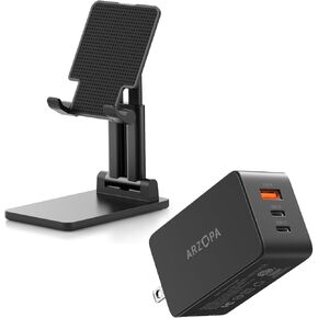 ARZOPA 65W USB C Charger Block & Cell Phone Stand for iPhone, iPad, Surface Pro, Portable Monitor