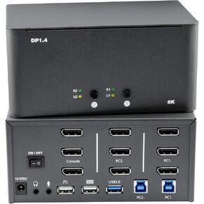 KVM Switch 2 مراقب 2 أجهزة كمبيوتر ، مفتاح عرض 8K مع USB 3.0 ، JACK ، أجهزة الكمبيوتر 2 تشارك مجموعة من لوحة المفاتيح ، الماوس ، دعم Windows/MAC/Linux (شاشة مزدوجة) in Kuwait