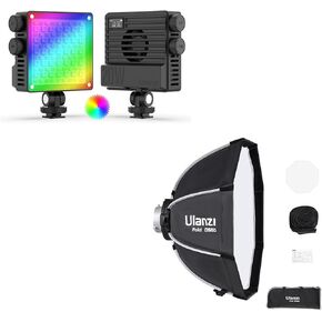 ULANZI LE20 RGB Video Light, 20W Pocket Camera Light 360° Full Color Portable Photography Video Lighting, ULANZI 23.6"/60cm Parabolic Softbox Quick Release Bowens Mount Umbrella Softbox