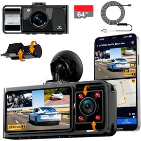 D53 Triple Dash Cam + Hardwire Kit USB Type-C