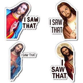 Pack 8PCS Jesus I Saw That Stickers Waterproof Vinyl Decals Decor Car Vehicle Truck Window Laptop Water Bottle Bumper Skateboard Computer Guitar Gifts for Adults Women Men
