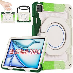 ROISKIN for iPad Air 13 Inch Case (M3 2025/M2 2024) for Kids with HD Screen Protector, 360 Kickstand,Handle, Shoulder Strap, Pen Holder, Rugged Heavy Duty Military Drop Protection Case for iPad Air 13