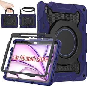 ROISKIN for iPad Air 13 Inch Case (M3 2025/M2 2024) for Kids with HD Screen Protector, 360 Kickstand,Handle, Shoulder Strap, Pen Holder, Rugged Heavy Duty Military Drop Protection Case for iPad Air 13 in Kuwait