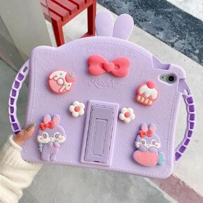 for Samsung Galaxy Tab A9 Plus Case for Kids Girls with Adjustable Shoulder Straps Handle Wallet Rabbit Soft Silicone Tablet Cover for Galaxy Tab A9+ 11'' 2023(Pink)