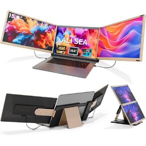 ALI SEA LAPTOP SCREED Extender 15.6 '' ، مراقبة ثلاثية محمولة للكمبيوتر المحمول حتى 17.3 "مع شاشة IPS 1080p FHD ، موسع جهاز الكمبيوتر المحمول للعب سدادة السفر المتوافقة مع MAC ، فوز ، Chrome ، Chrome
