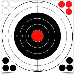 Birchwood Casey Stick-A-Bull 12-Inch Self-Adhesive Paper Shooting Targets for Short or Long Range Practice | Repair Pasters