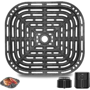 Air Fryer Grill Plate for CHEFMAN 6 Quart air fryer, 9.0 * 8.2''Food Grade Nonstick Replacement Rack Parts Tray Grill Crisper Plate Grill Pan for CHEFMAN Air Fryer, Dishwasher Safe