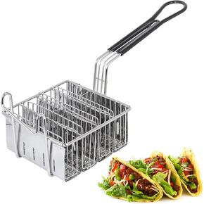 Taco Fryer Basket 4 Shells, Detachable Handle Taco Shell Fry Basket, Taco Holder for 4 Tacos, Deep Fryer Taco Holder Basket Cooking Tool for Kitchen Milk Tea Shop Fried Chichen Shop
