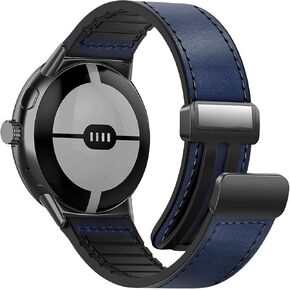 Magnetic Leather Watch Band Compatible with Google Pixel Watch 3 45mm/ Google Pixel Watch 2 3 1 41mm Magnetic Buckle Design Adjustable Wristbands Accessories Replacement Straps for Men Women