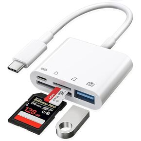 USB C SD TF Memory Card Reader, 4-in-1 Type C Card Reader, Compatible with Windows/Mac/Linux and More USB C Devices