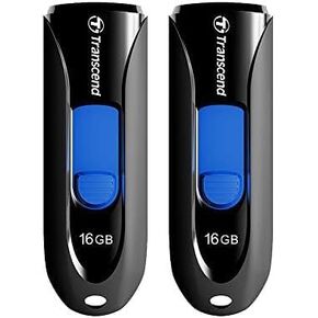 Transcend 16GB JetFlash 790 USB 3.1 Flash Drive (TS16GJF790K) Black (Pack of 2)