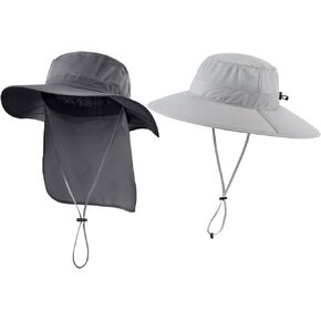 Home Prefer Wide Brim Mens Sun Hat UPF50+ Fishing Hat with Neck Flap Sun Protection Hat