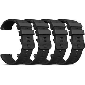 Vanjua 18mm 20mm 22mm Watch Bands Quick Release Replacement Wristband, 4 Pack Soft Silicone Waterproof Sport Straps Band for Men Women