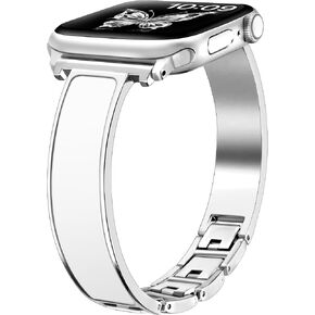 Slim Metal Band for Apple Watch Bands for Women 41mm 40mm 42mm(S10) 38mm iWatch Bands Bracelet, Thin Dressy Cute Fancy Strap for Apple Watch Band Series 10 Series 9 8 SE 7 6 5 4 3-Starlight
