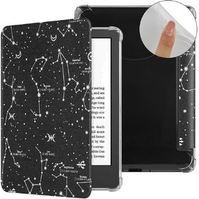 علبة واضحة مع الغطاء الأمامي لـ Kindle Paperwhite 12th Gen 7 "2024 ، زوايا TechCircle المقاومة للصدمات المصد لينة TPU شفافة شفافة خفيفة الوزن مع الاستيقاظ التلقائي/النوم ، كوكبة ،