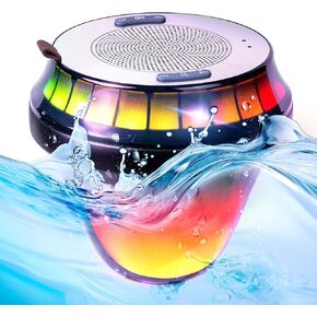 Portable Bluetooth Pool Speaker with Colorful Lights, IPX7 Waterproof Floating Hot Tub Speaker, 15W Stereo Loud Sound, 360° Loud Stereo Sound, TWS, Great for Pool Shower Travel SPA