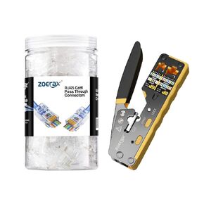 200-Pack RJ45 Cat6 Pass Through Connector and RJ45 Crimp Tool