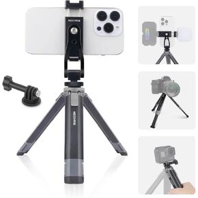 Portable Desktop Mini Tripod Kit, Aluminum Desk Tripod with 360° Phone Holder for DSLR/Action Camera/Cellphone, Camera Phone Stand Holder for Video Recording/Vlogging/Selfie (SY027)
